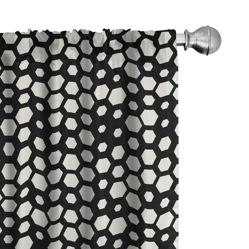Rideaux 4 panneaux Ambesonne, motif hexagonal simpliste, gris anthracite ivoire, L 56 po x L 63 po