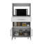 Armoire pour garde-manger avec support pour micro-ondes Worland, multifonctionnelle avec tiroir et 2 portes