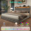 Lit plateforme tapissier avec 4 tiroirs de rangement, grand lit en velours avec tête de lit avec tablette de rangement et station de charge et lumières à DEL, gris-2090414743-2090414741