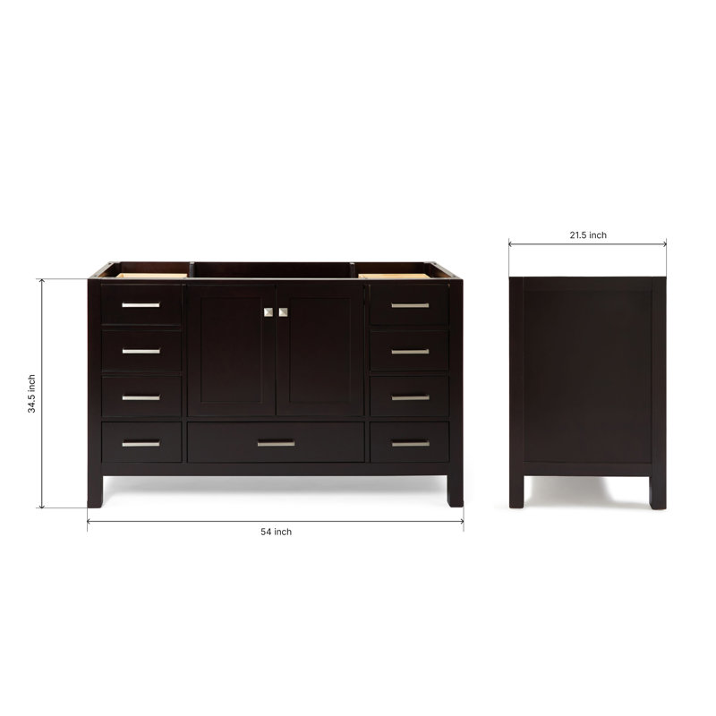 Cambridge 54'' W Single Bathroom Vanity Base, Brushed Nickel, Espresso