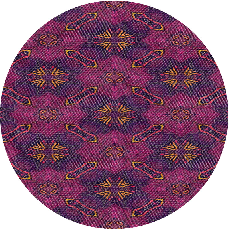 Tapis mauve/brun à motifs Klutsch, Rond 8 pi