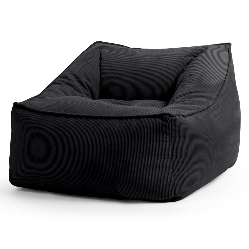 Fauteuil à billes en velours côtelé Inga, H 22 po x l 28 po x P 28 po, Gris