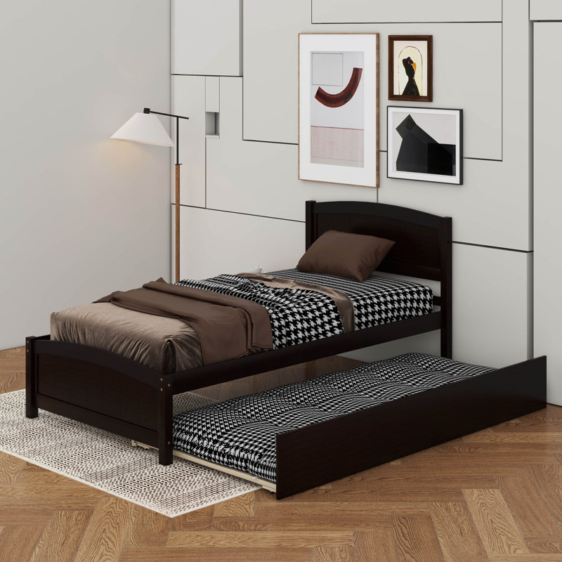 Lit plateforme simple avec lit gigogne, Espresso