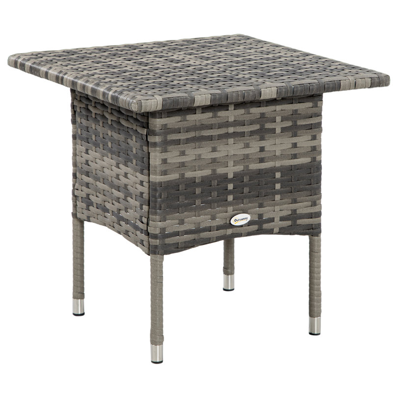 Square Metal Outdoor Side Table , 50cm cm W 50cm cm D, Grey