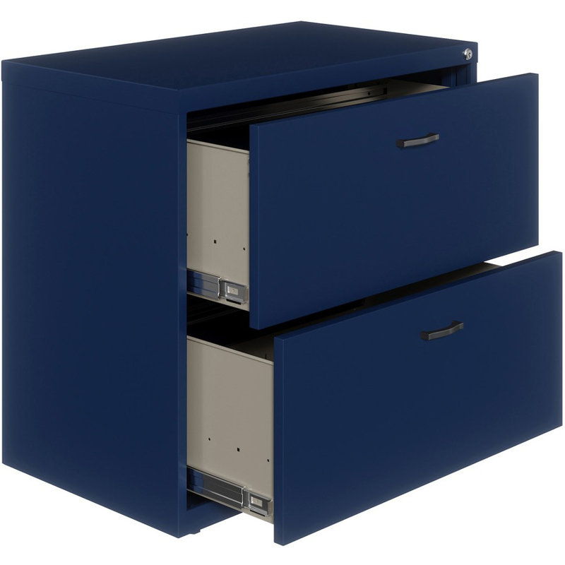 Navy 36" Steel 2-Drawer Lockable Lateral File Cabinet