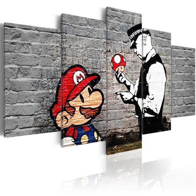 " Banksy Mario Mushroom Cop " 5 - Pieces