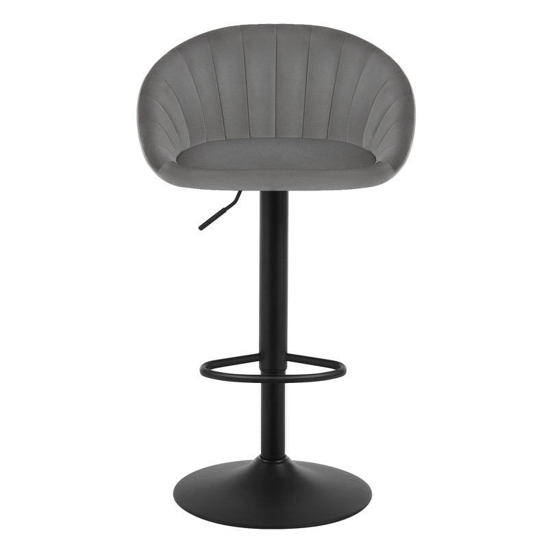 Swivel Upholstered Adjustable Height Counter Stool with Metal Frame, Gray