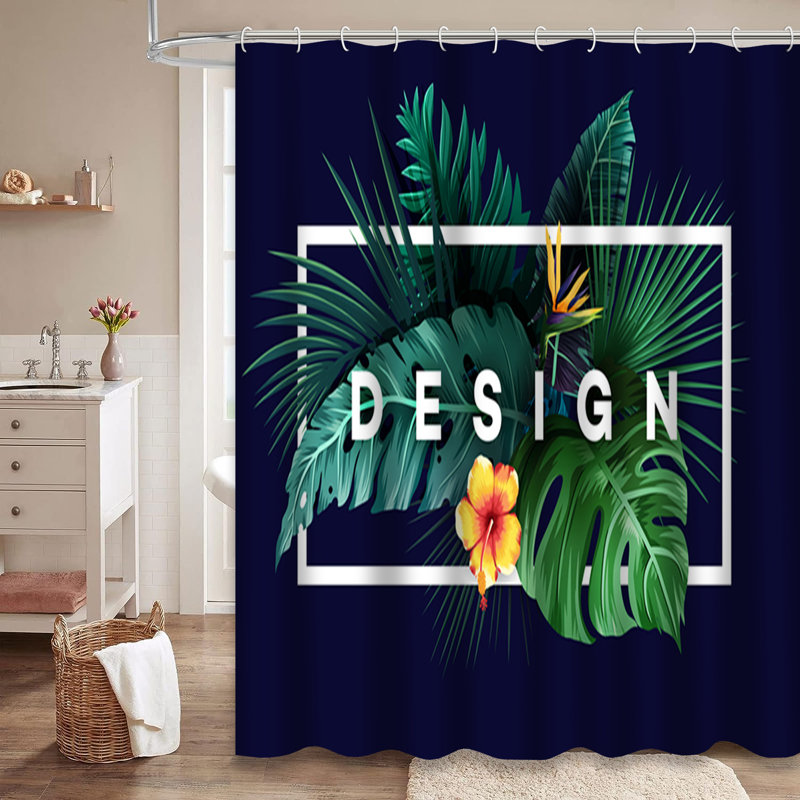 Rideau de douche avec 12 crochets Beach Palm Tree, L 72 po x l 78 po
