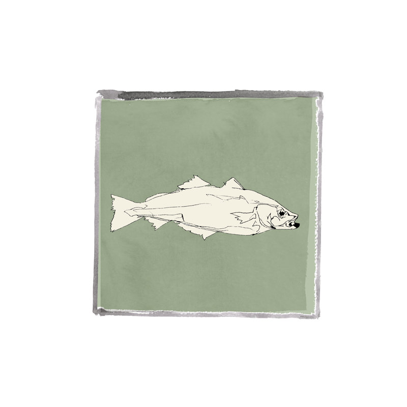 Block Print Fish VI by Cartissi - Wrapped Canvas Painting, 30cm H x 30cm W