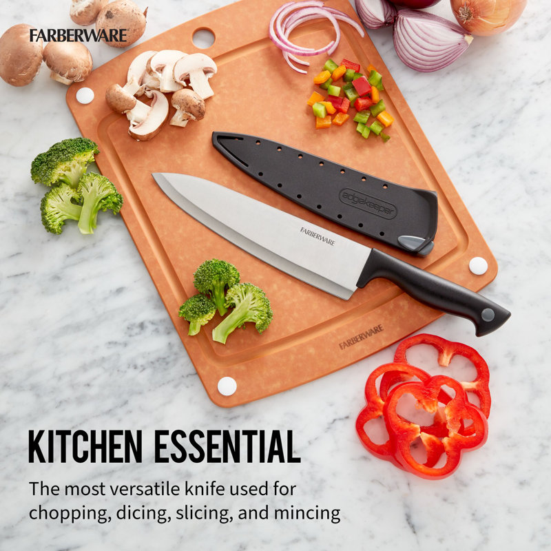 Farberware Edgekeeper Chef Knife with Built-In Self-Sharpening Blade Cover, 8" 