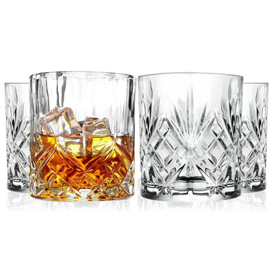 Whiskey Glasses - Double Old Fashioned Rocks Glass - Set of 4  - 10.5 oz, Made in Europe