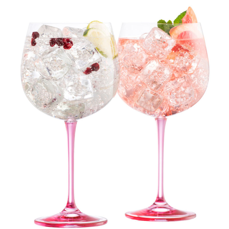 570ml Gin Balloon Glass Set, Pink