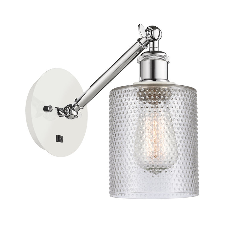 Shauna Armed Sconce, Incandescent, Clear, White/Polished Chrome