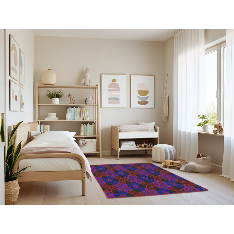 Tapis mauve / bleu Power Loom, Rectangle 4 pi x 6 pi