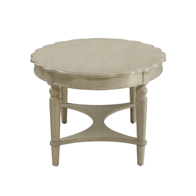 Table basse ovale avec tablette French French White Finish | Idée de cadeau