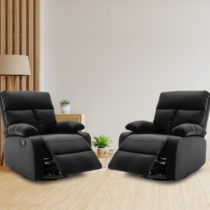  Swivel Rocker Recliners For Small Spaces,rocking Recliner Chair For Nursery,rv Recliners With Overstuffed Arm And Back (set Of 2)-Black