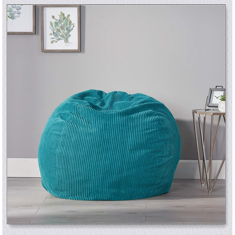 Kenli Modern Corduroy Polyester 3 Foot Bean Bag Chair, Dark Teal