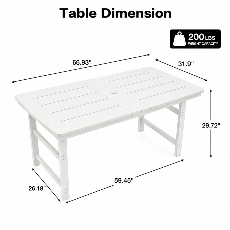 Outdoor Patio HEDP Dining Table, White