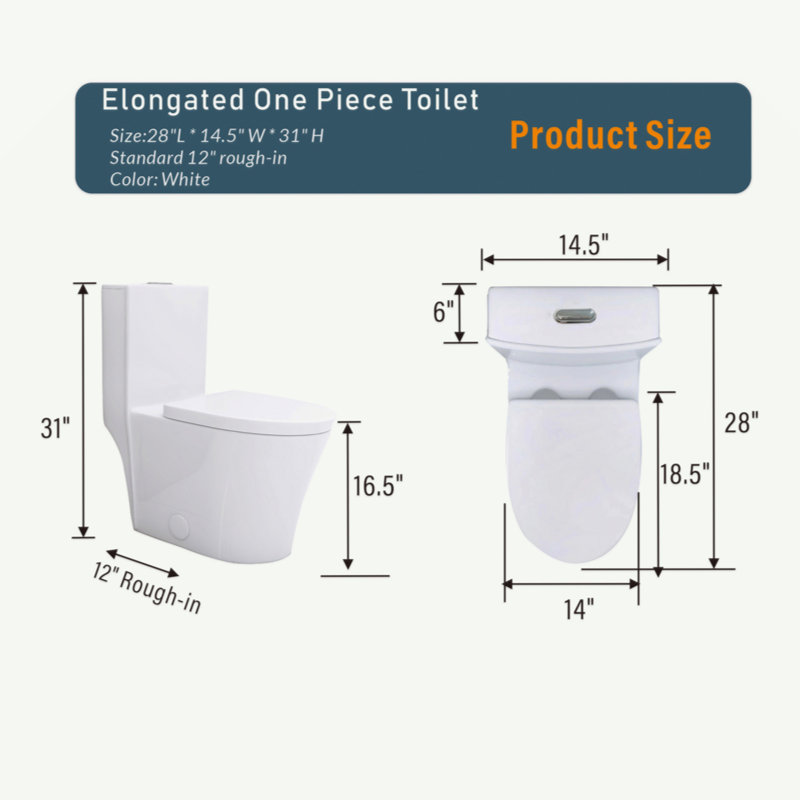 Toilette allongée une pièce - blanc