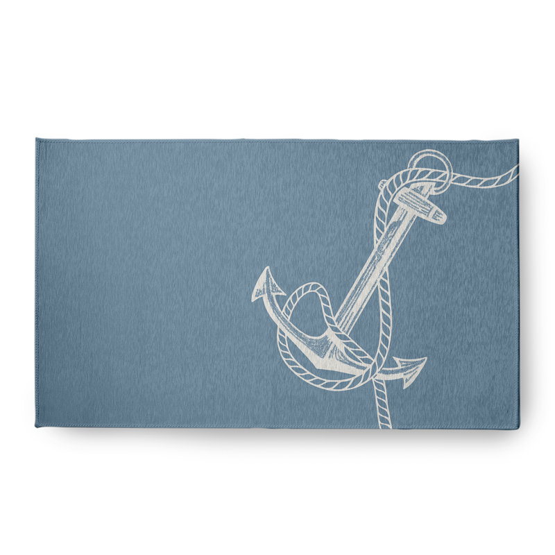 Tapis gris nautique tissé à plat Nautical Nights, Rectangle 1 pi 6 po x 2 pi 6 po