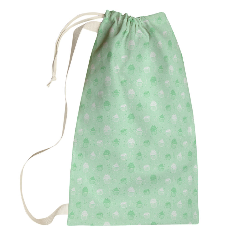 Leffel Fabric Laundry Bag with Handles, Large (76.5" H x 29.5" W x 1.5" D), Green/White