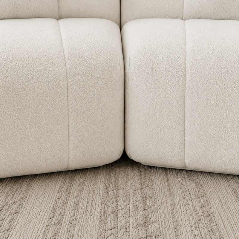 Upholstered 151 " Chenille Curved Sectional, Beige