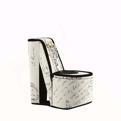 High Heel Script Shoe Jewelry Box with 3 Hooks, Beige and Black