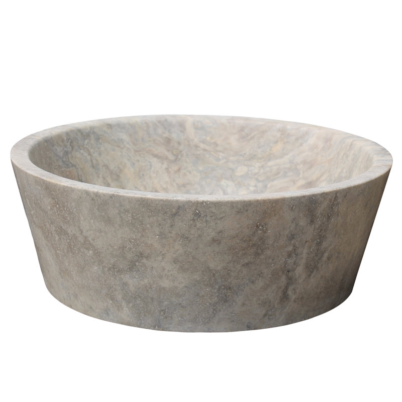 TashMart 16'' Stone Circular Bathroom Sink, Antico Gray