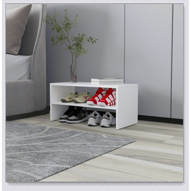 Range-chaussures blanc à 2 tablettes