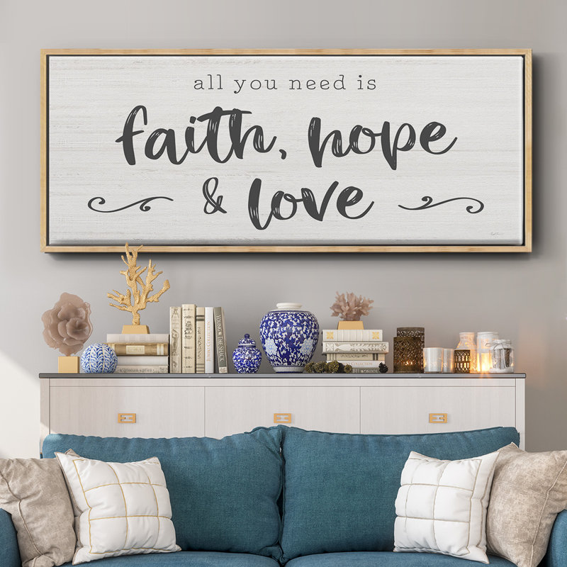 Faith Hope Love - toile encadrée, H 20 po x l 50 po