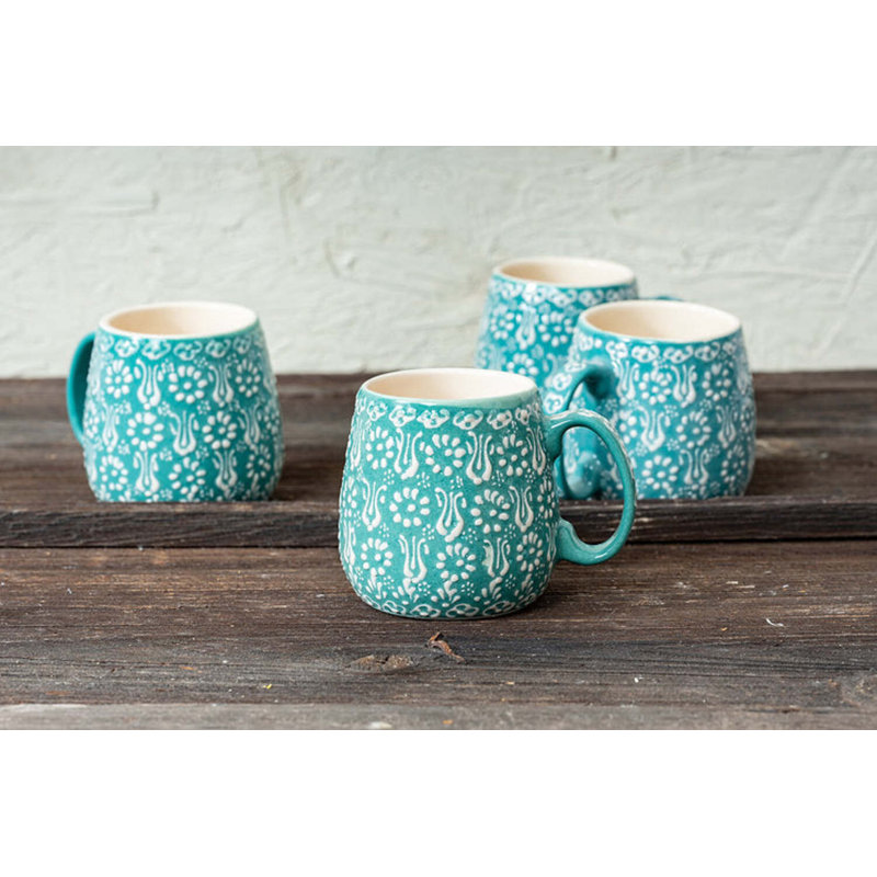 Hand Painted Ceramic Coffee Mug, Green