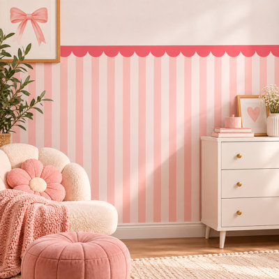 Adhésif décoratif à bordure festonnée 72 pouces de large rose clair et 40 pouces de hauteur