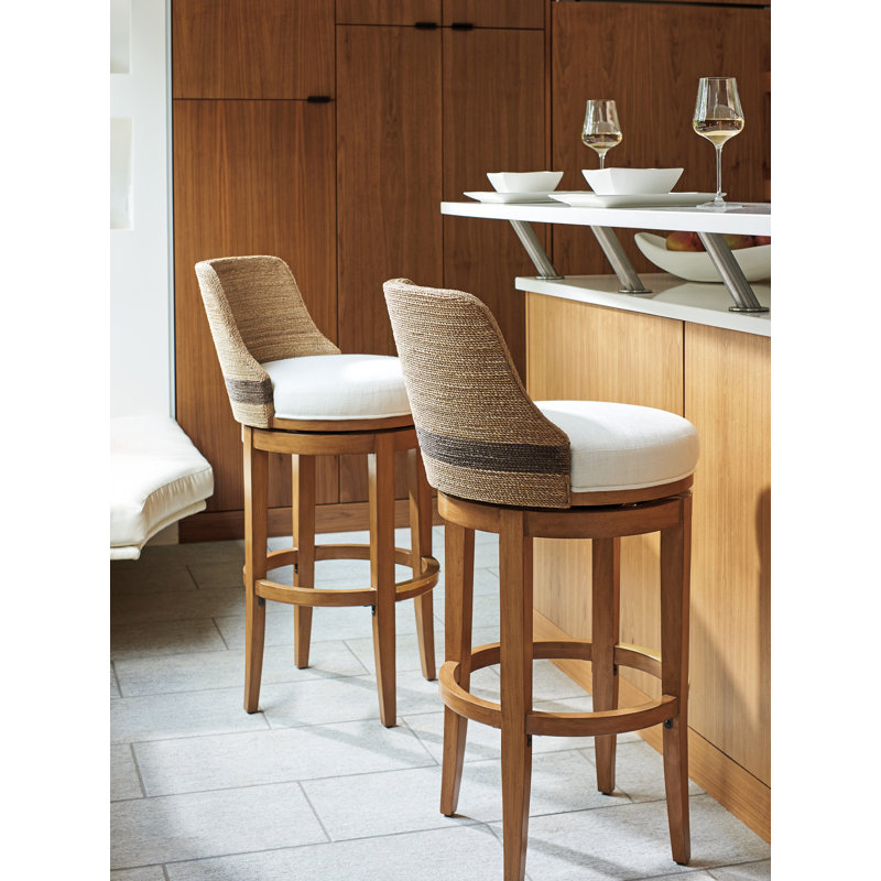 Palm Desert Swivel Upholstered Bar Stool, White, 24"