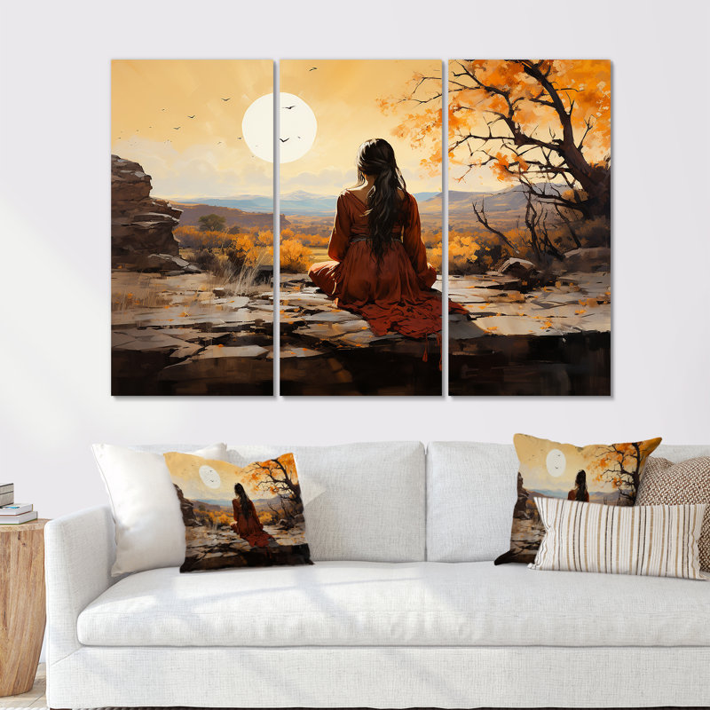 Native Mesa Meditations - Ensemble d'art mural sur toile Native American, Toile tendue, H 32 po x l 48 po x P 1 po