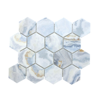 Échantillon - Carrelage mosaïque de mur et de sol en verre nid d'abeille