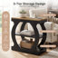 Table d'appoint moderne à 3 niveaux avec structure incurvée, table de bout étroite en bois pour le salon ou les petits espaces, chêne rustique et noir-1559252997
