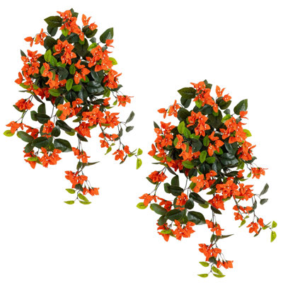28In. UV Resistant Artificial Bougainvillea Hanging Plant (Indoor/Outdoor) - Set Of 2