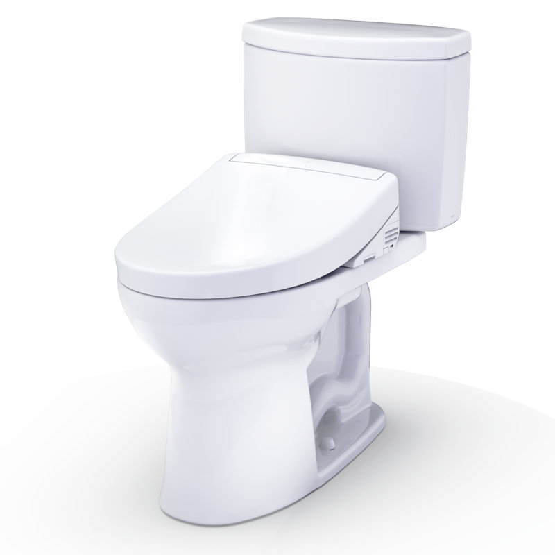 TOTO® WASHLET+® Drake® II 1G® Two-Piece Elongated 1.0 GPF Toilet and WASHLET+® S5 Bidet Seat, Cotton White - MW4543446CUFG#01
