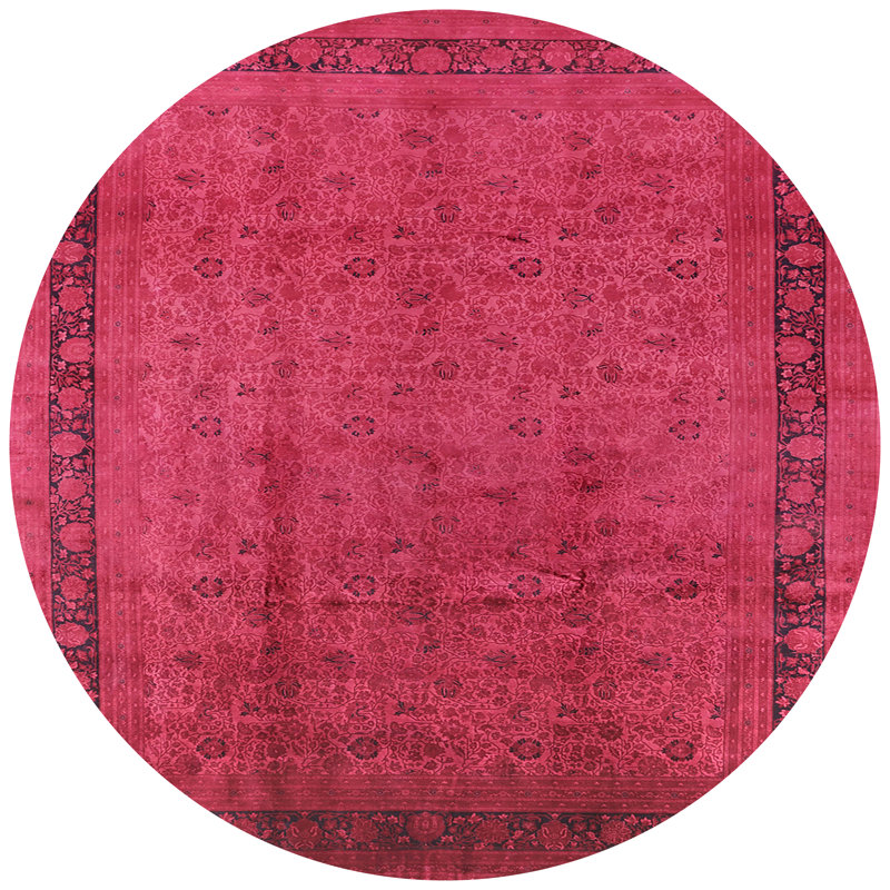 Tapis à motif oriental rose, Rond 6 pi