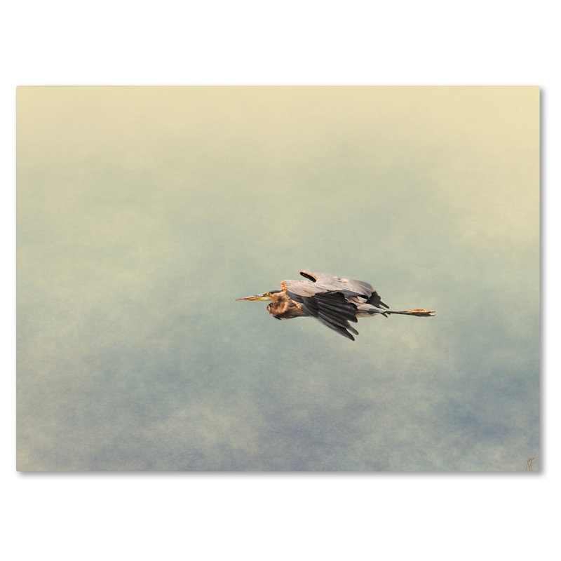 «Blue Heron in Flight 2» par Vidur, impression sur toile tendue, H 18 po x l 24 po