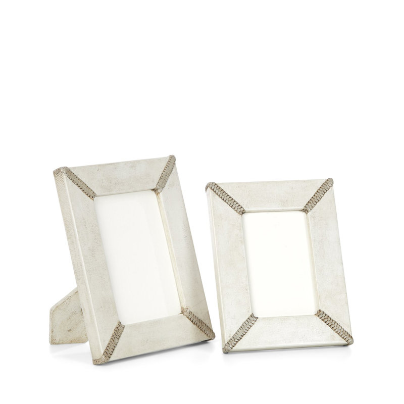 Leather Picture Frame, Cream/Gray, 8" x 10"