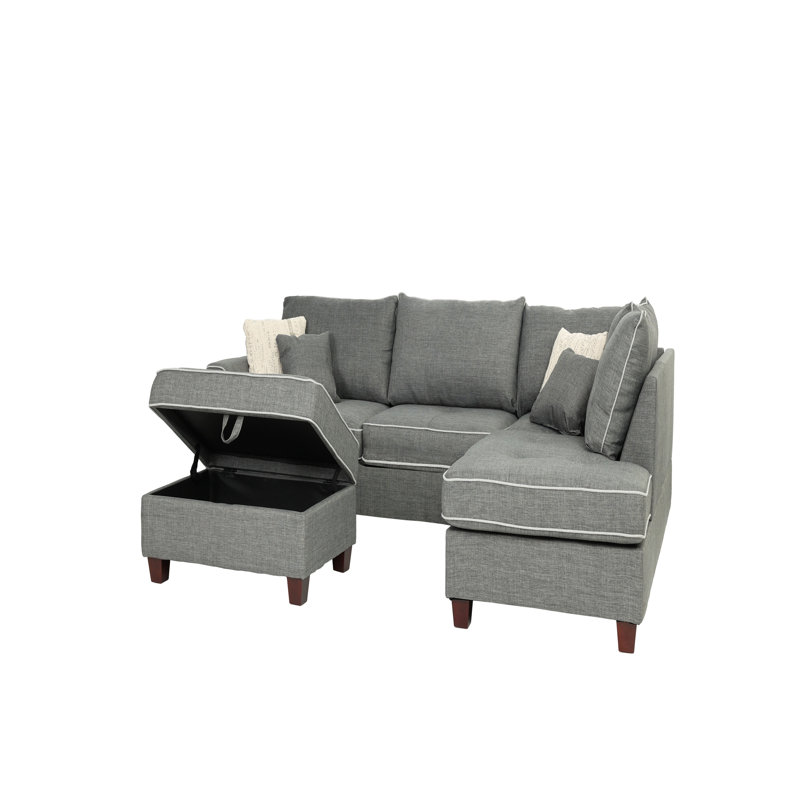 3 pièces Canapé modulaire en acier Dorris, Tissu gris acier