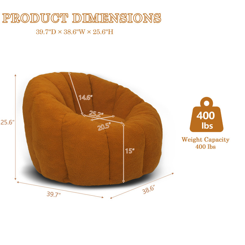 Teddy Bean Bag Chair, Orange