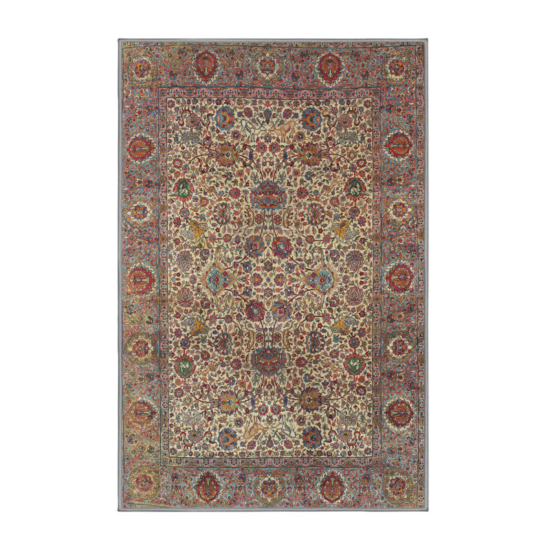 Tapis floral gris / brun / vert floral, Rectangle 4 pi x 6 pi