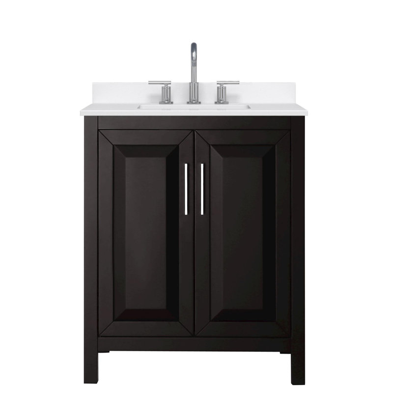 Daria 30'' W Vanity, White Quartz, Brown, Polished Chrome