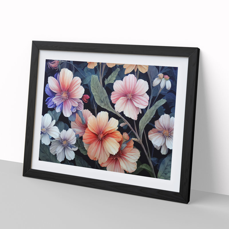 Extraordinary Flowers - Single Picture Frame Painting, Black, 46cm H x 64cm W x 2cm D