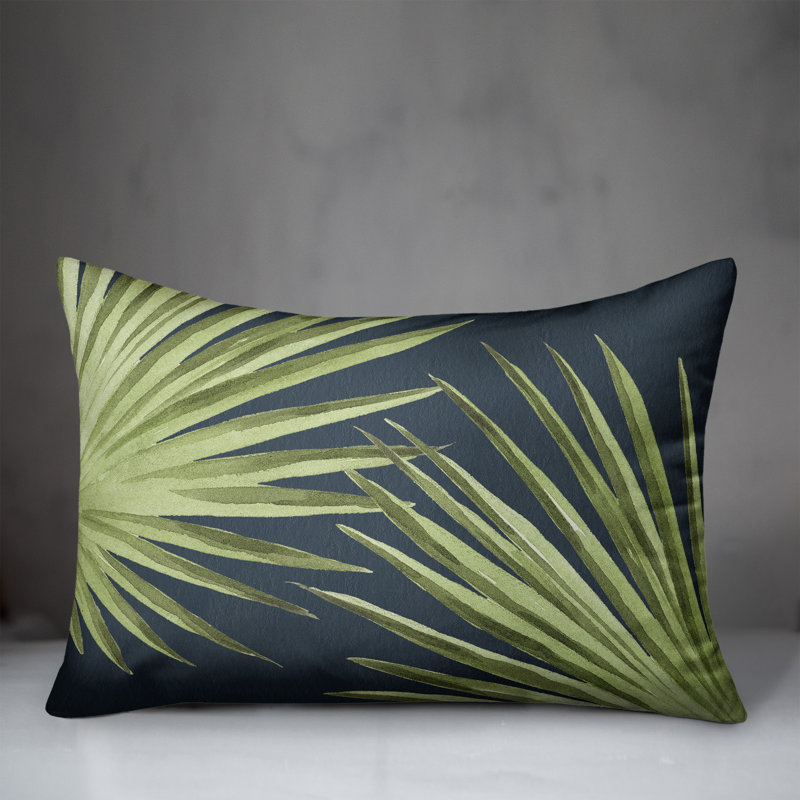  Housse et insert de coussin rectangulaire d'extérieur 20 feuilles de palmier, Bleu