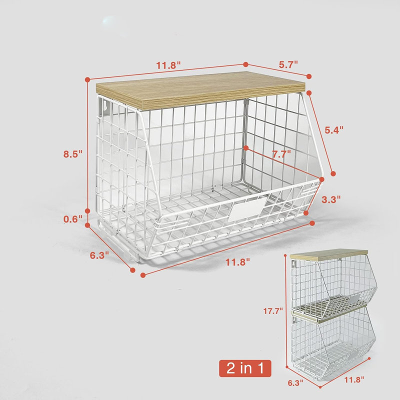 White Metal Wire Basket