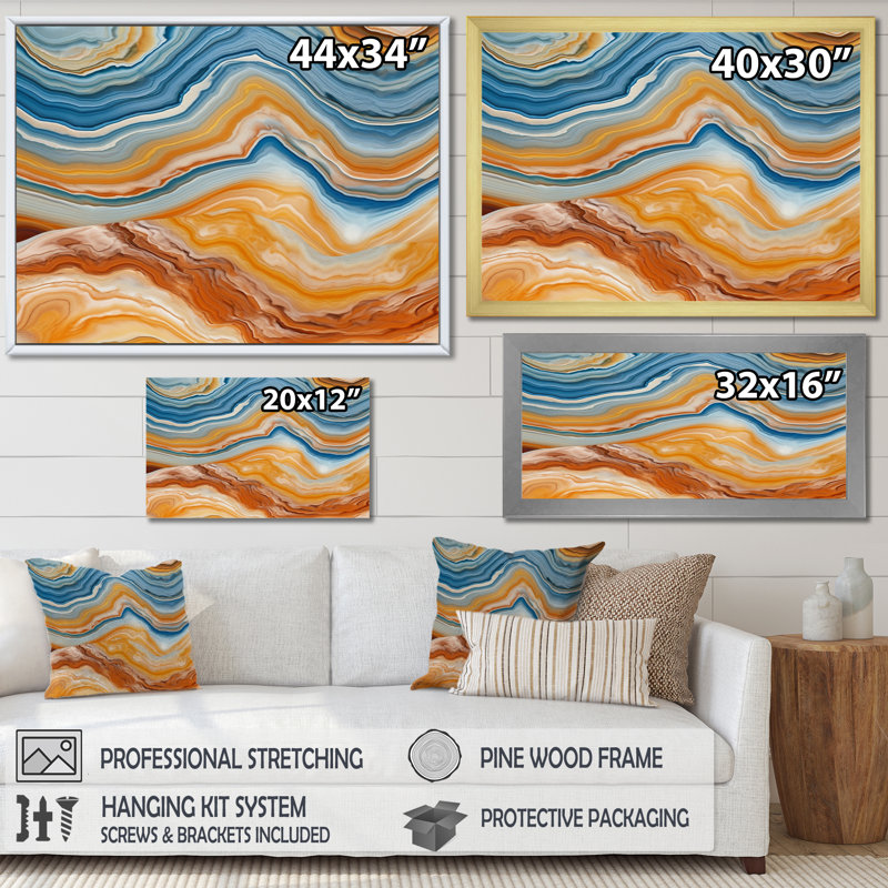 «Setage Layers Of Marble Rock III», reproduction d'art sur toile, H 30 po x l 40 po x P 1,5 po, Cadre flottant doré