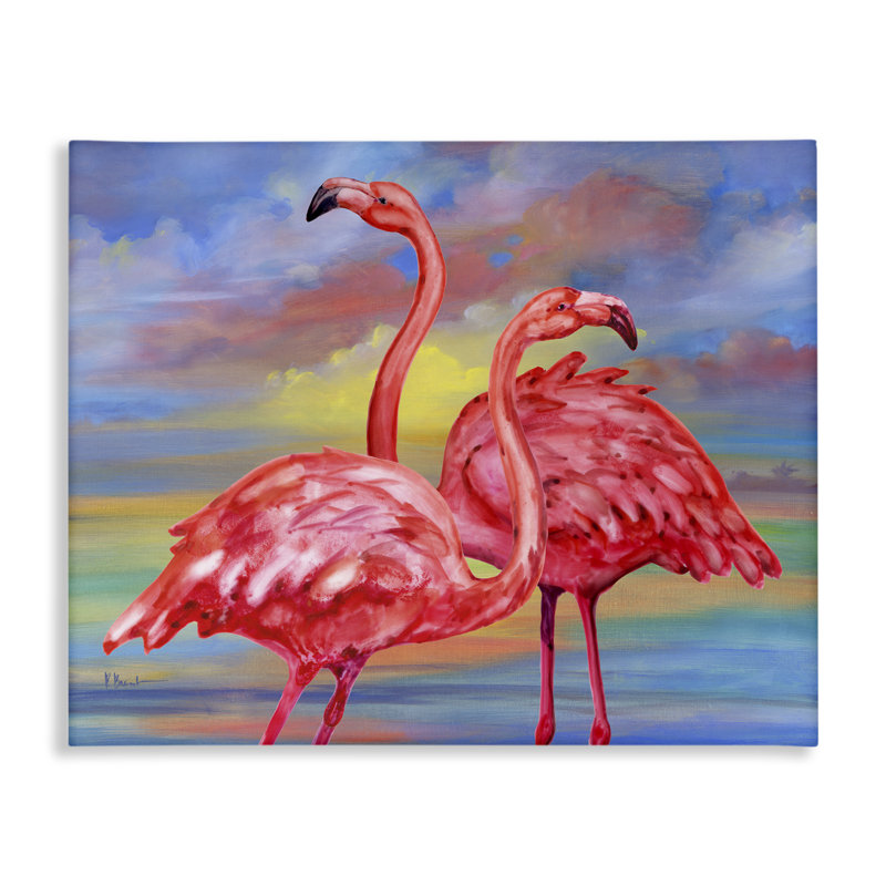 «Rainbow Sunset Flamoos», art mural sur toile par Paul Brent, H 24 po x l 30 po